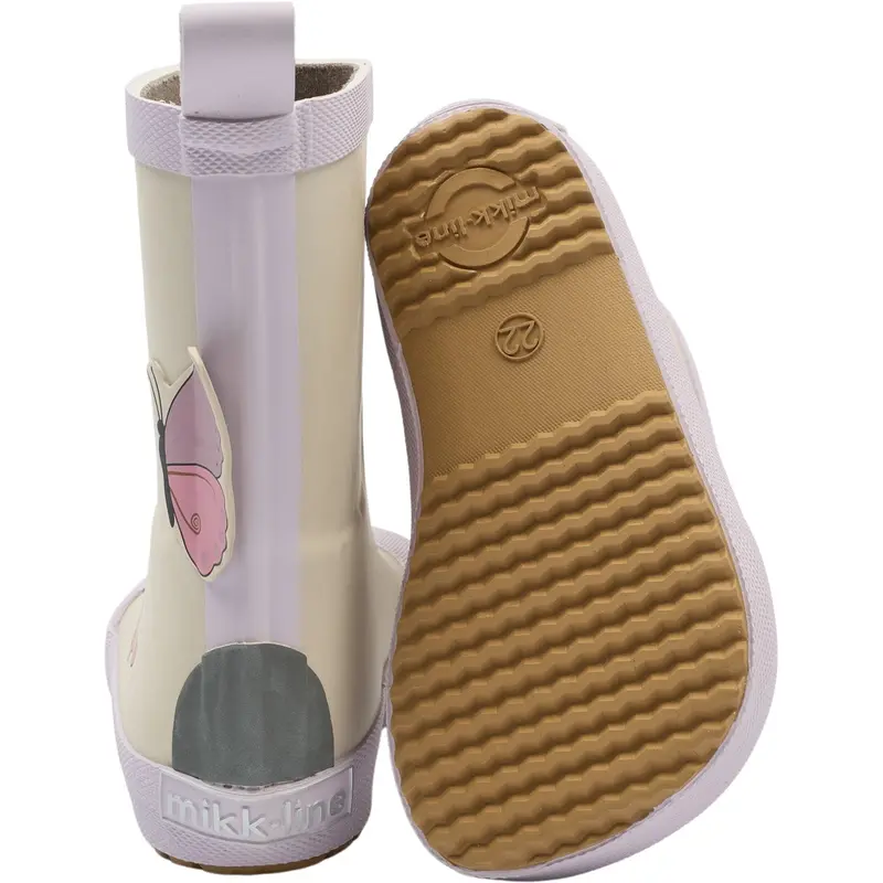 Mikk-Line Oyster Gray Wellies Butterfly Barefoot 6
