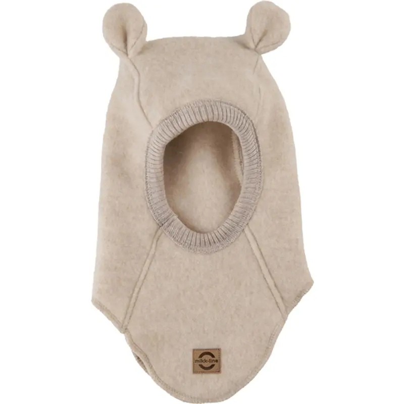Mikk-Line Wool Balaclava With Ears Melange Offwhite 1