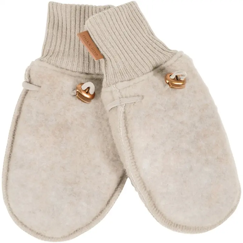 Mikk-Line Wool Mittens Melange Offwhite 1
