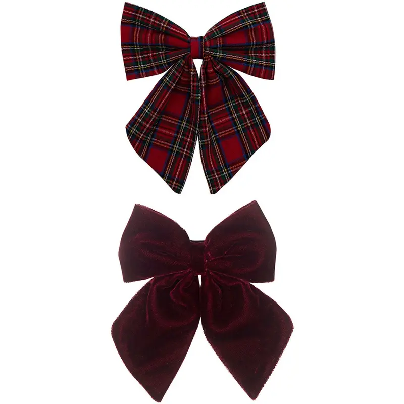 Mimi & Lula 2 Hårsløjfer - Red Tartan Agnes Pony Pals 1