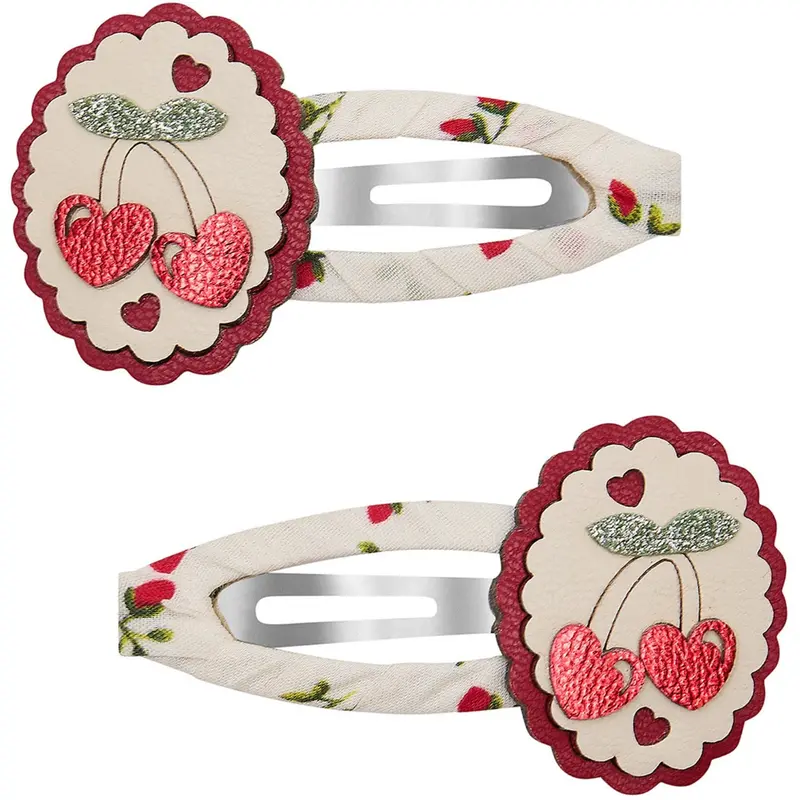 Mimi & Lula 2 Hårspænder - Scallop Framed Cherries Mon Cheri 1