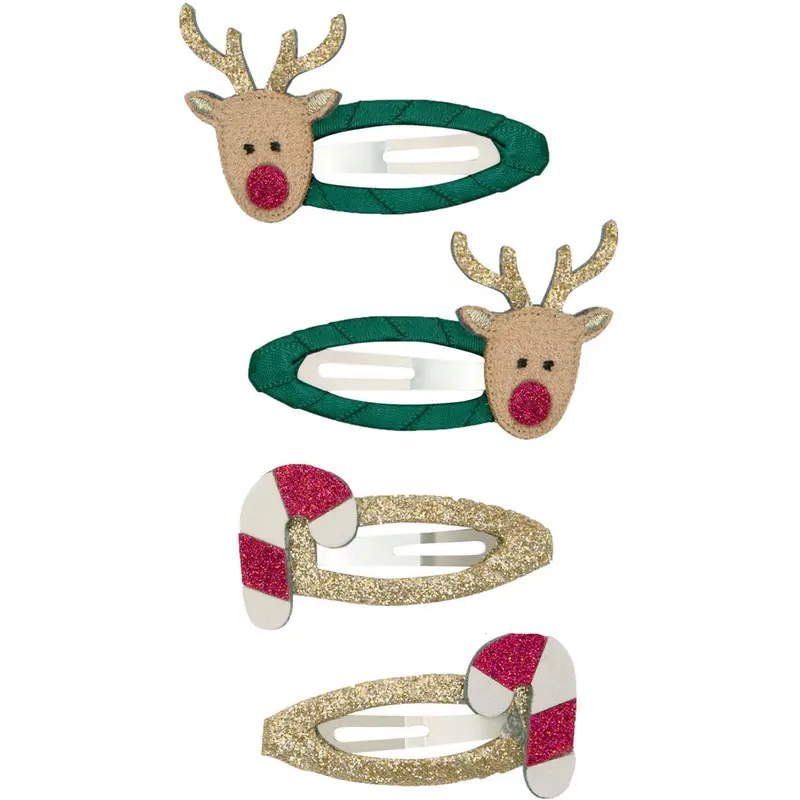 Mimi & Lula 4 Hårspænder - Rudolph & Candy Christmas 1
