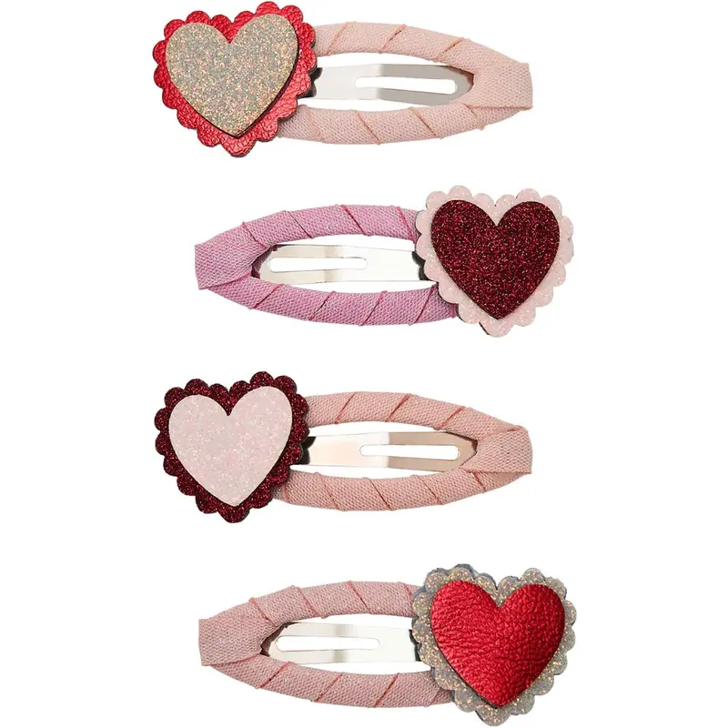Mimi & Lula 4 Hårspænder - Scalloped Heart Valentines 1