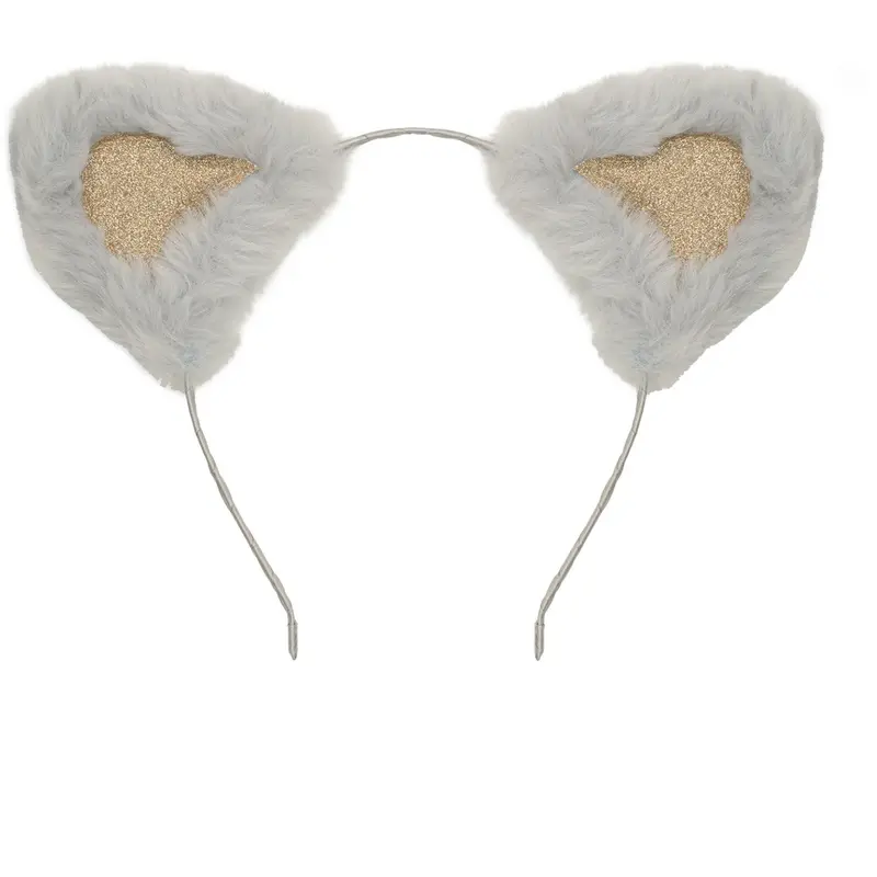 Mimi & Lula Hårbøjle - Grey Furry Kitty Ears 1