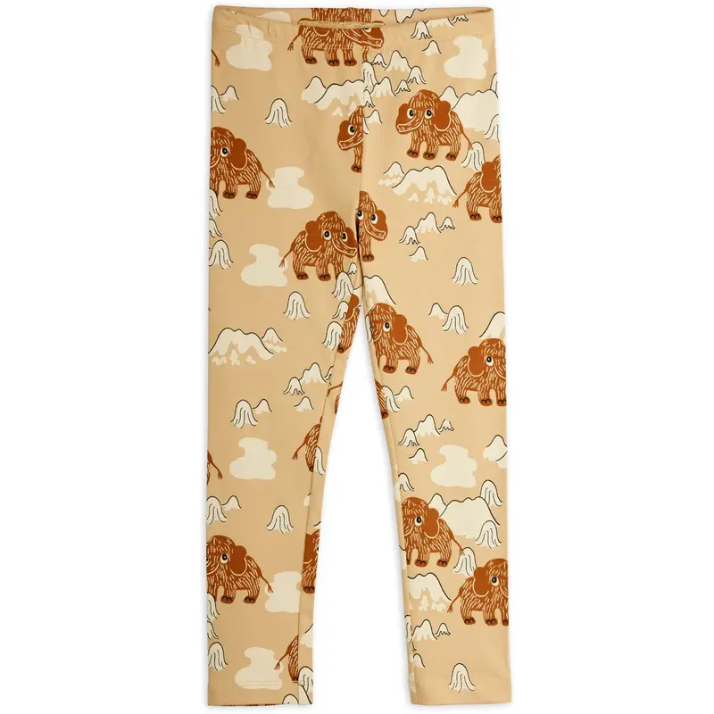 Mini Rodini Beige Mammoth Aop Leggings 1