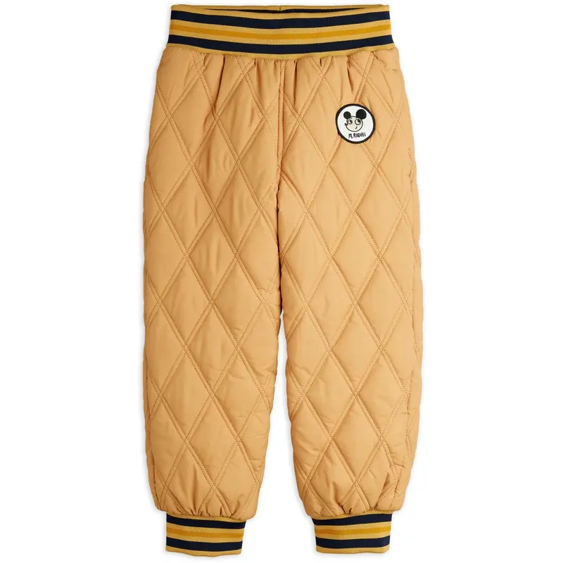 Mini Rodini Beige Ritzratz Patch Quilted Outerwear Trousers 1