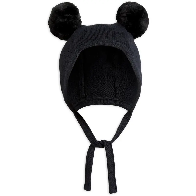 Mini Rodini Black Fine Knit Baby Hat 1