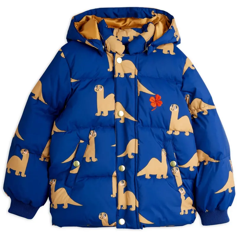 Mini Rodini Blue Dinos Aop Hooded Puffer 1