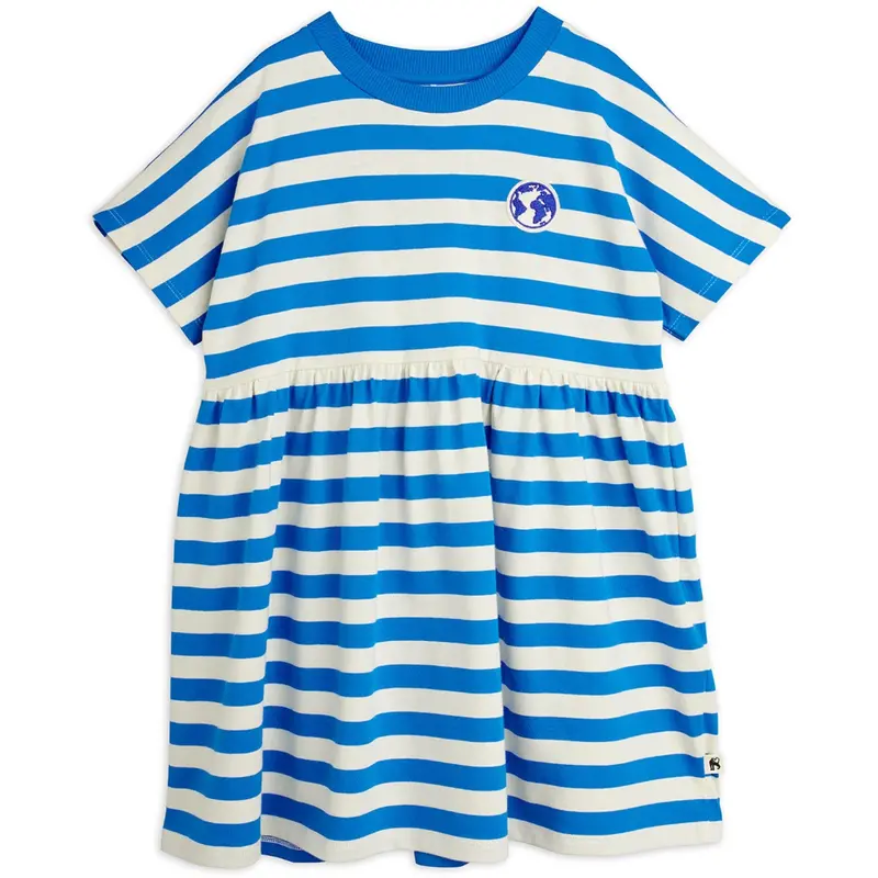 Mini Rodini Blue Earth Yd Stripe Ss Dress 1