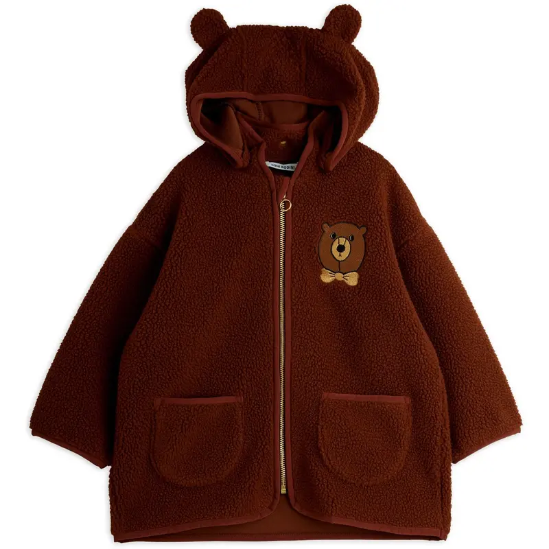 Mini Rodini Brown Bear Emb Pile Jacket 1
