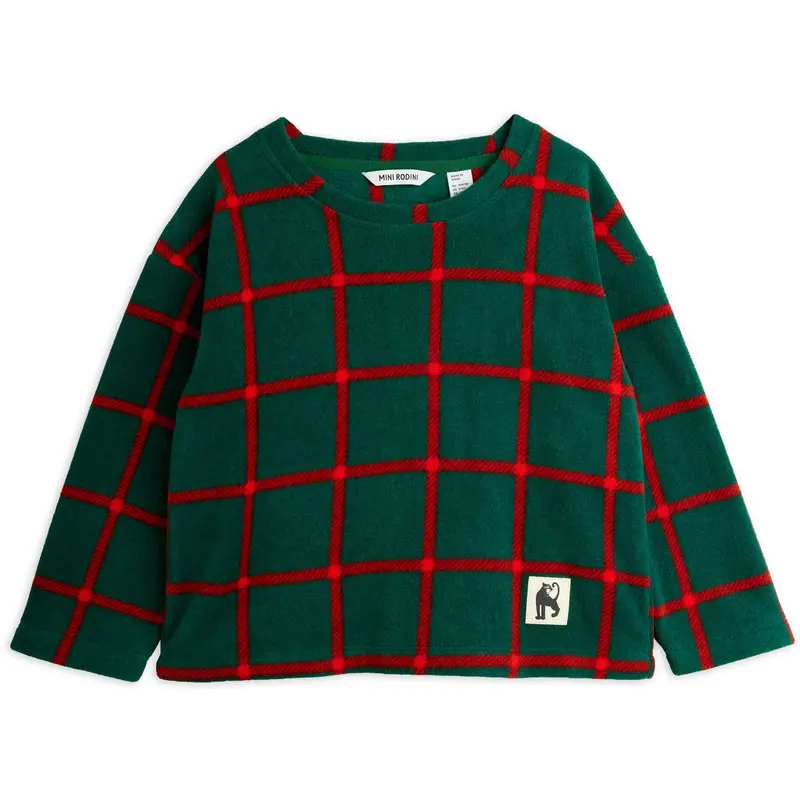 Mini Rodini Green Plaid Aop Fleece Ls Top 1