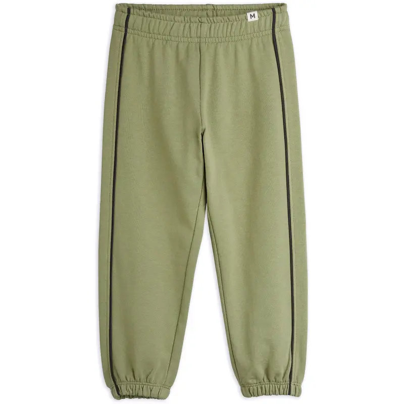 Mini Rodini Green Plain Piping Sweatpants 1