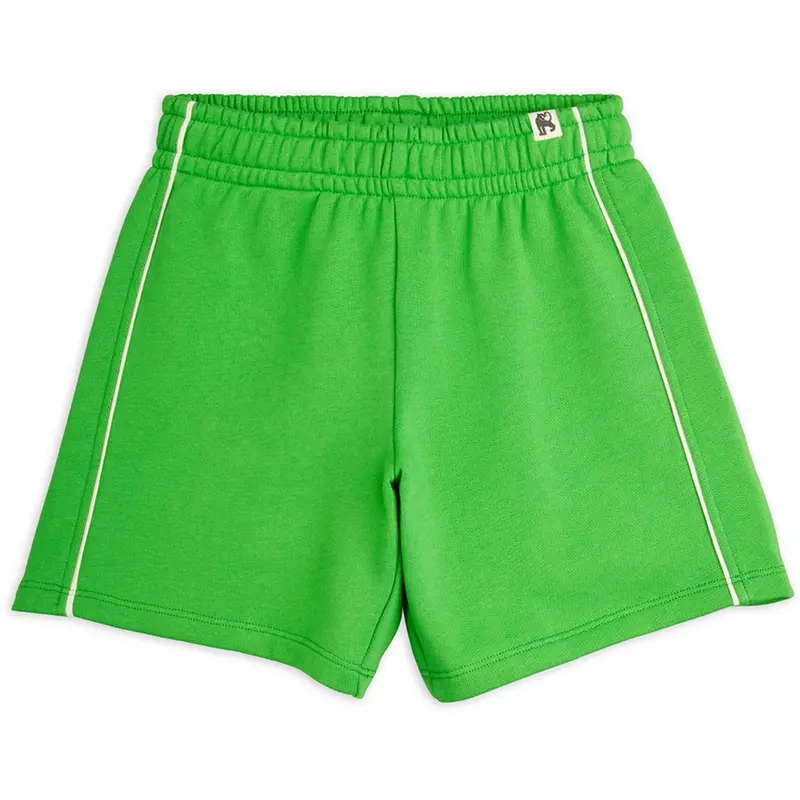 Mini Rodini Green Plain Piping Sweatshorts 1
