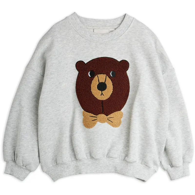 Mini Rodini Grey Melange Bear Chenille Sweatshirt 1