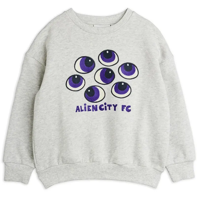 Mini Rodini Grey Melange Eyes Emb Sweatshirt 1