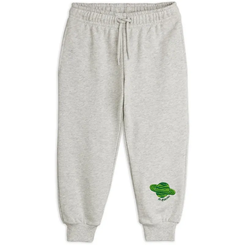 Mini Rodini Grey Melange Planet Emb Sweatpants 1