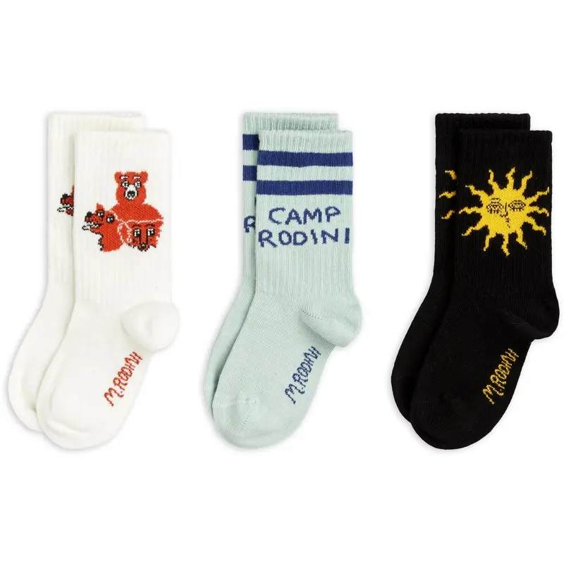 Mini Rodini Multi Camp Rodini 3-Pack Socks 1