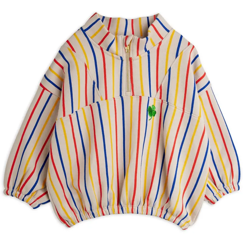 Mini Rodini Multi Clover Emb Half Zip Sweatshirt 1