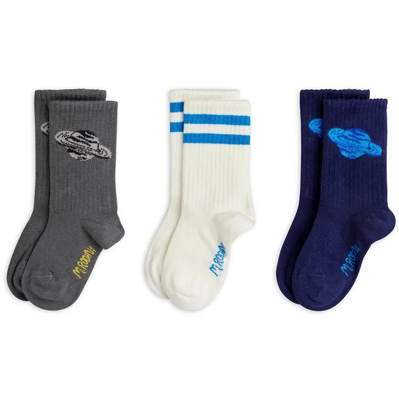 Mini Rodini Multi Planet 3-Pack Socks 1