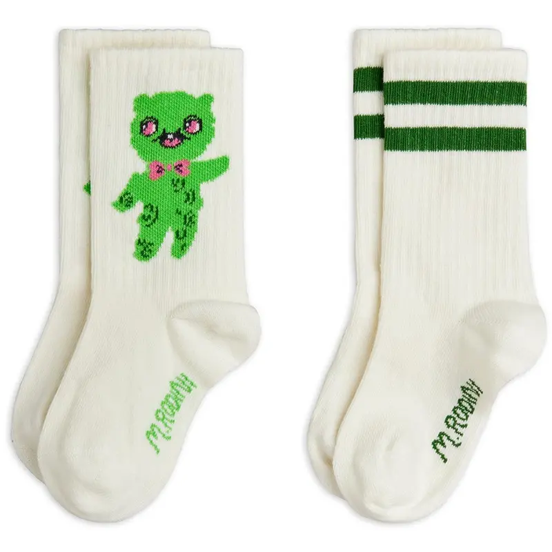 Mini Rodini Off-White Alien 2-Pack Socks 1