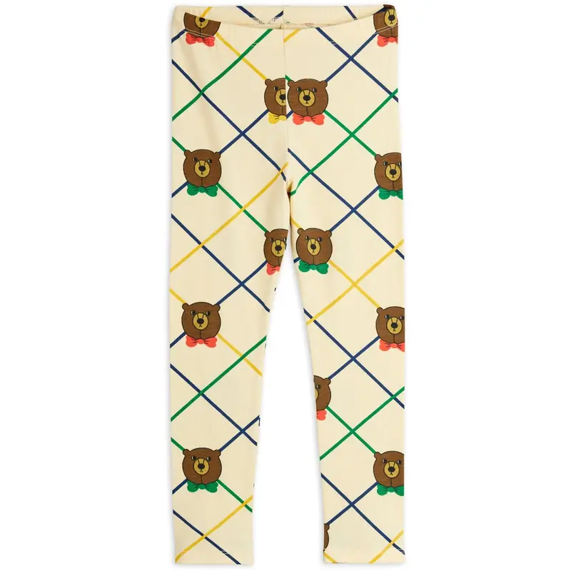 Mini Rodini Off-White Bear Check Aop Leggings 1