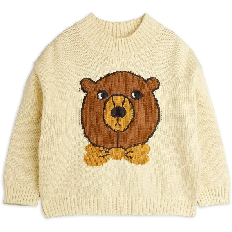 Mini Rodini Off-White Bear Intarsia Knit Sweater 1