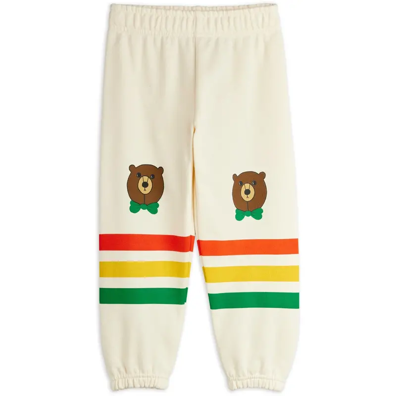 Mini Rodini Off-White Bear Stripe Sweatpants 1