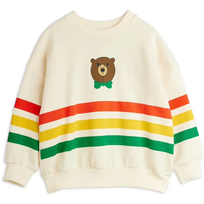 Mini Rodini Off-White Bear Stripe Sweatshirt 1