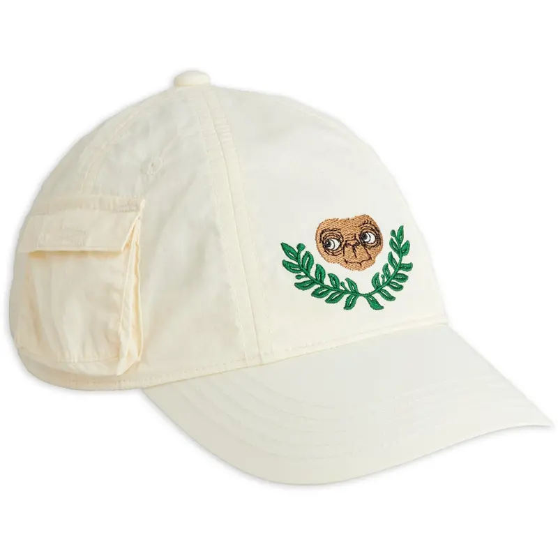 Mini Rodini Off-White E.T Emb Nylon Pocket Cap 1