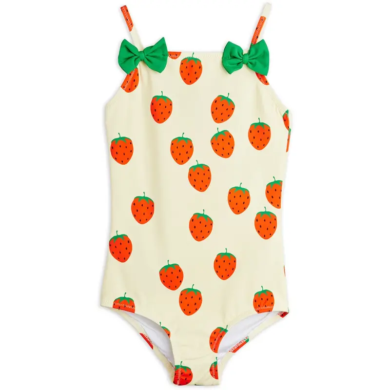 Mini Rodini Off-White Strawberries Aop Bathing Suit 1