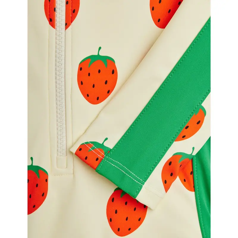 Mini Rodini Off-White Strawberries Aop Ls Uv Swimsuit 2