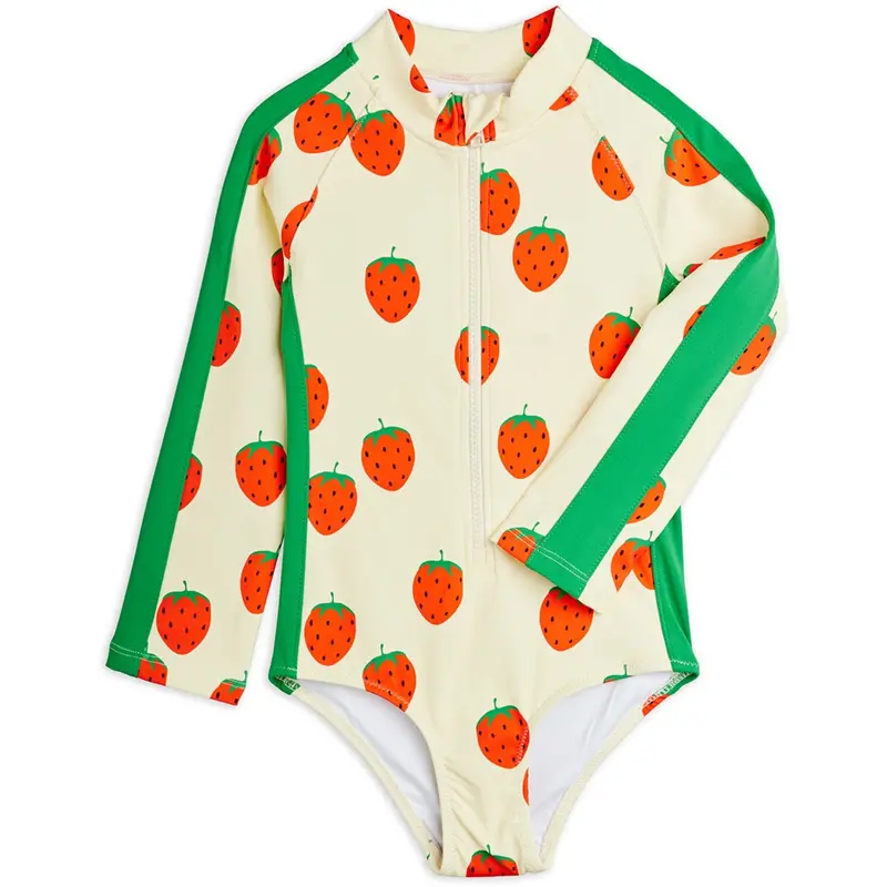 Mini Rodini Off-White Strawberries Aop Ls Uv Swimsuit 3
