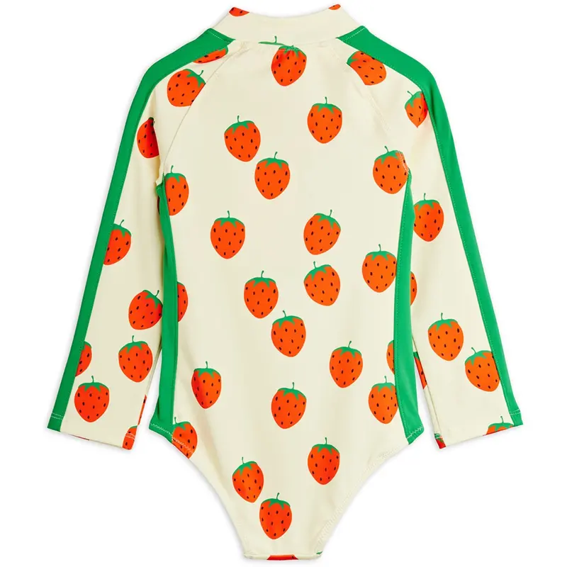 Mini Rodini Off-White Strawberries Aop Ls Uv Swimsuit 4