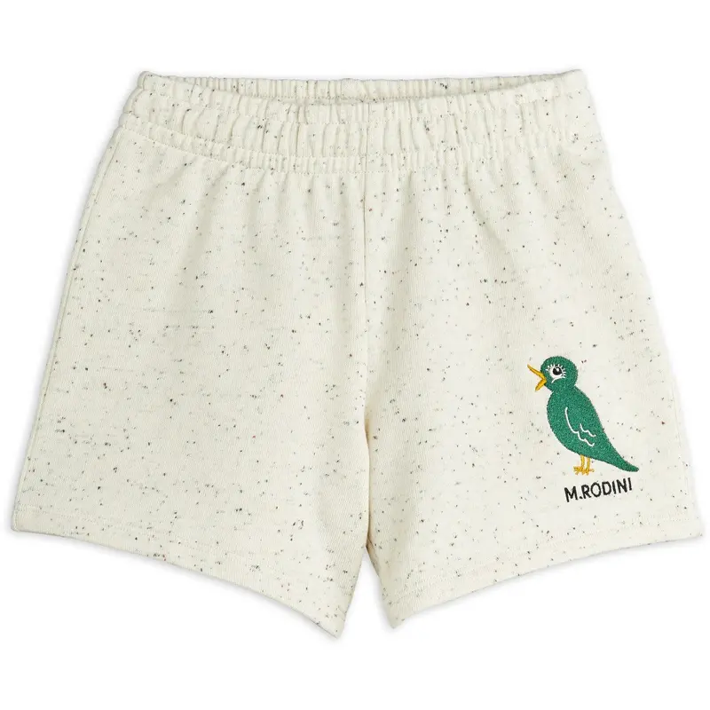 Mini Rodini Offwhite Bird Emb Neps Sweatshorts 1