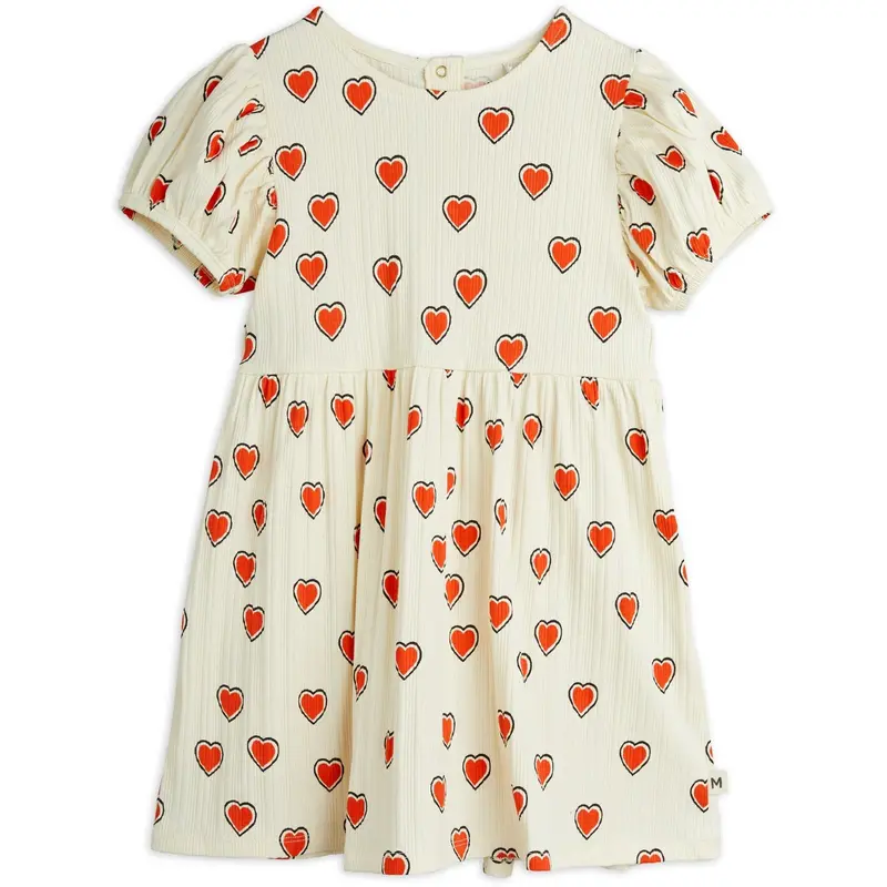 Mini Rodini Offwhite Outlined Hearts Aop Dress 1
