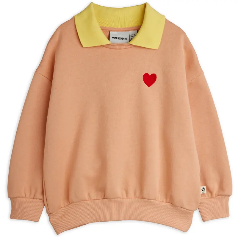 Mini Rodini Pink Heart Emb Collar Sweatshirt 1