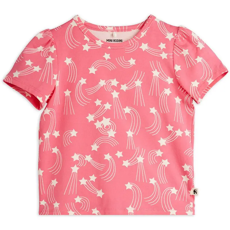 Mini Rodini Pink Starfall Aop Puff Sleeve Ss Top 1