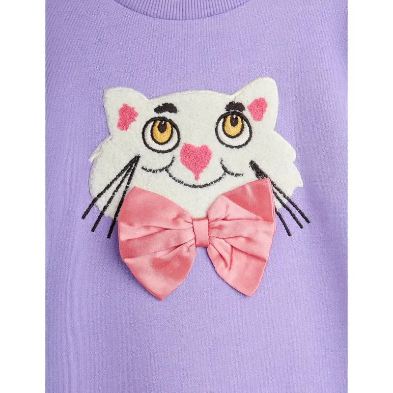 Mini Rodini Purple Cat With Bowtie Chenille Sweatdress 2
