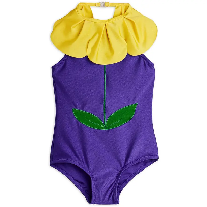 Mini Rodini Purple Flower Halterneck Bathing Suit 1