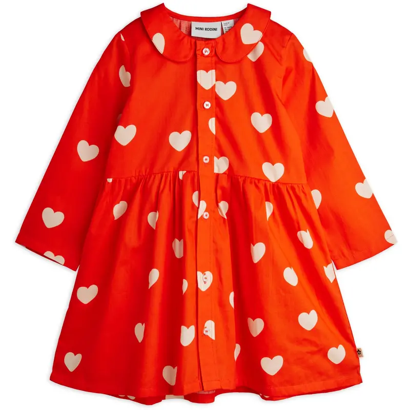 Mini Rodini Red Hearts Aop Woven Ls Dress 1