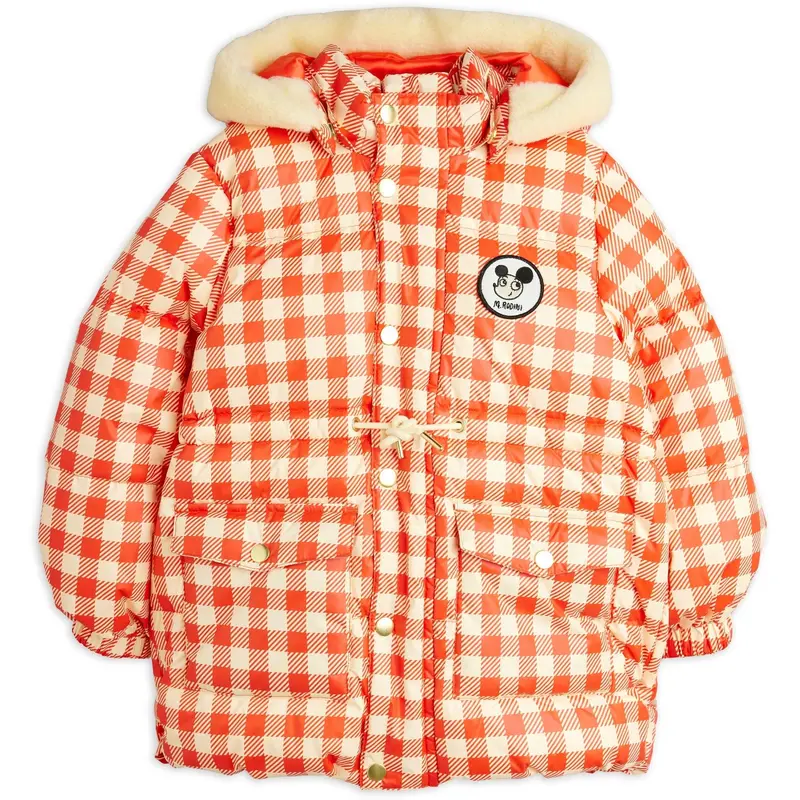 Mini Rodini Red Ritzratz Patch Gingham Aop Heavy Puffer 1