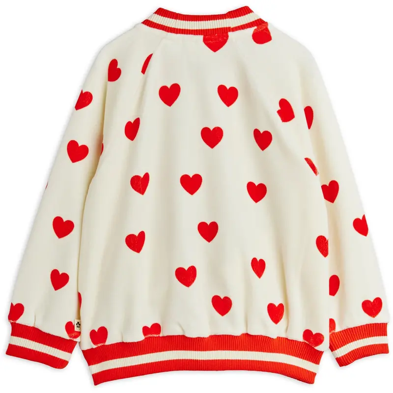 Mini Rodini White Hearts Aop Velour Baseball Cardigan 3