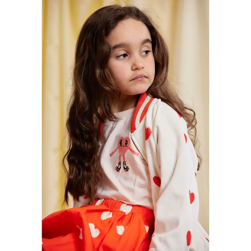 Mini Rodini White Hearts Aop Velour Baseball Cardigan 6