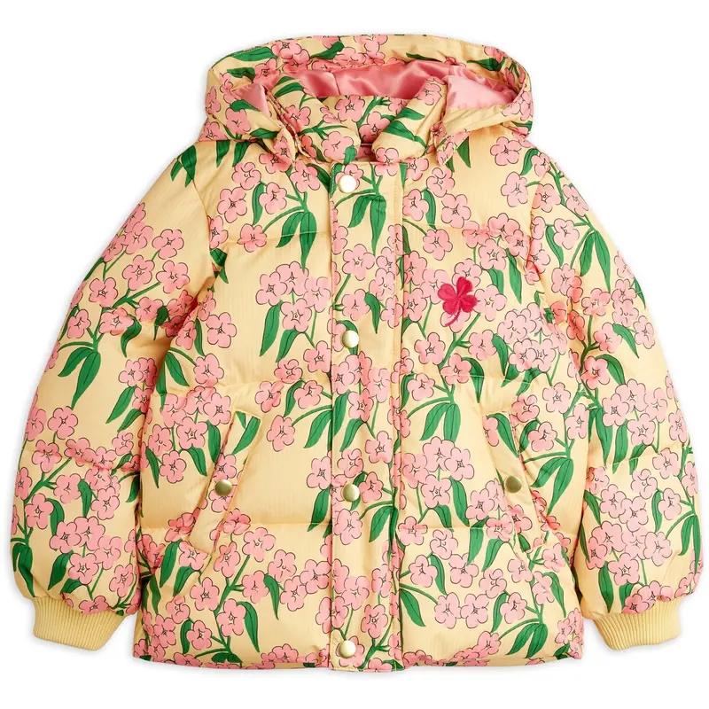 Mini Rodini Yellow Alpine Flowers Aop Hooded Puffer 1