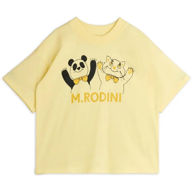 Mini Rodini Yellow Panda & Cat Sp Ss Tee 1