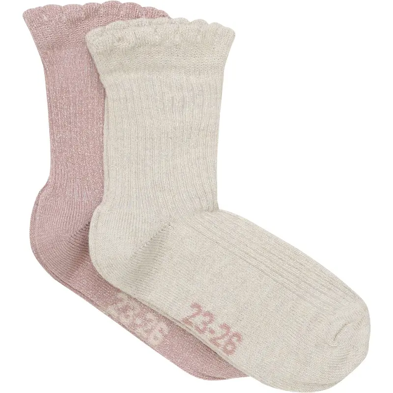 Minymo Ash Rose Socks W. Glitter (2-Pack) 1