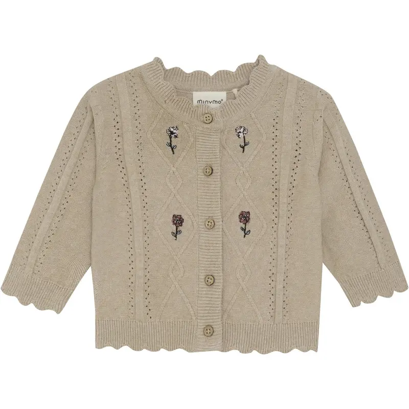 Minymo Beige Melange Cardigan Knit 1