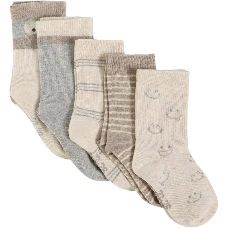 Minymo Light Grey Melange Socks W. Pattern 5-Pack 1