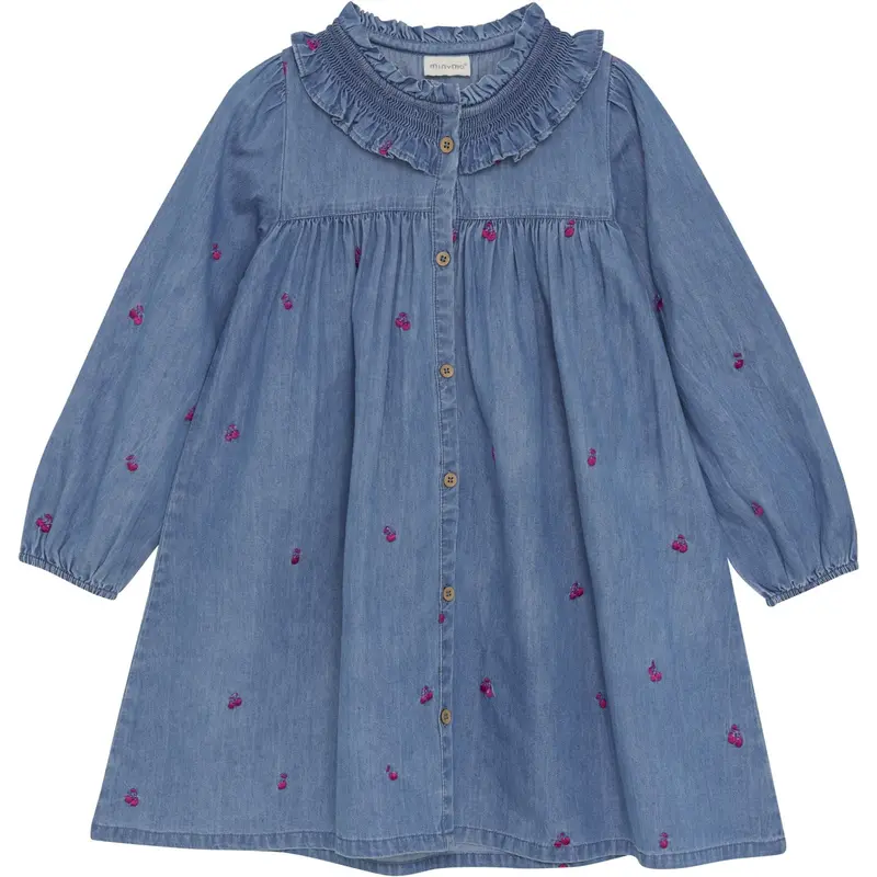 Minymo Ombre Blue Dress Ls W. Emb 1