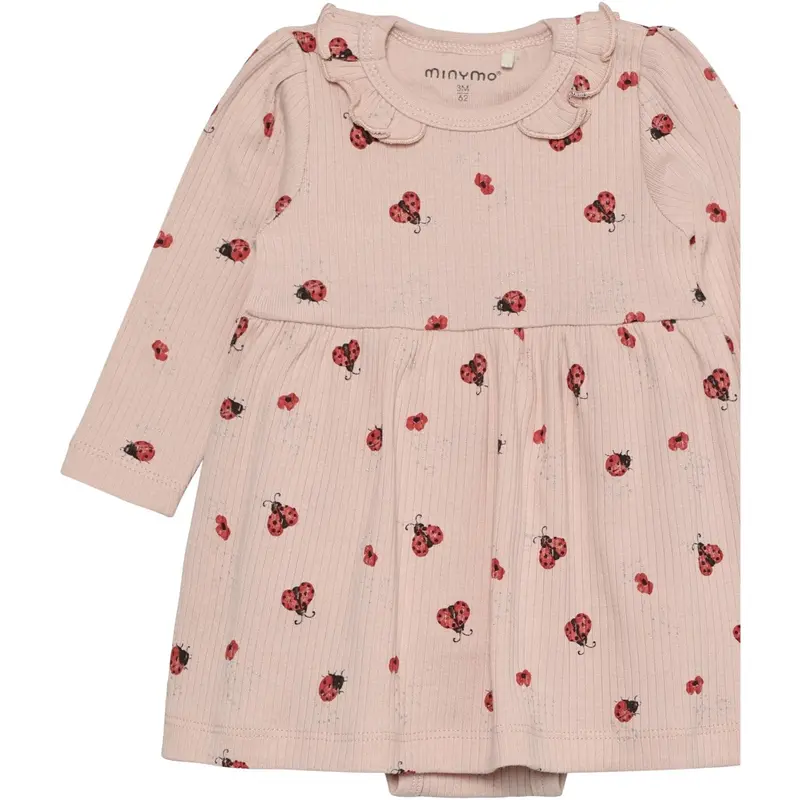 Minymo Peach Whip Body Dress Ls Aop Rib 1